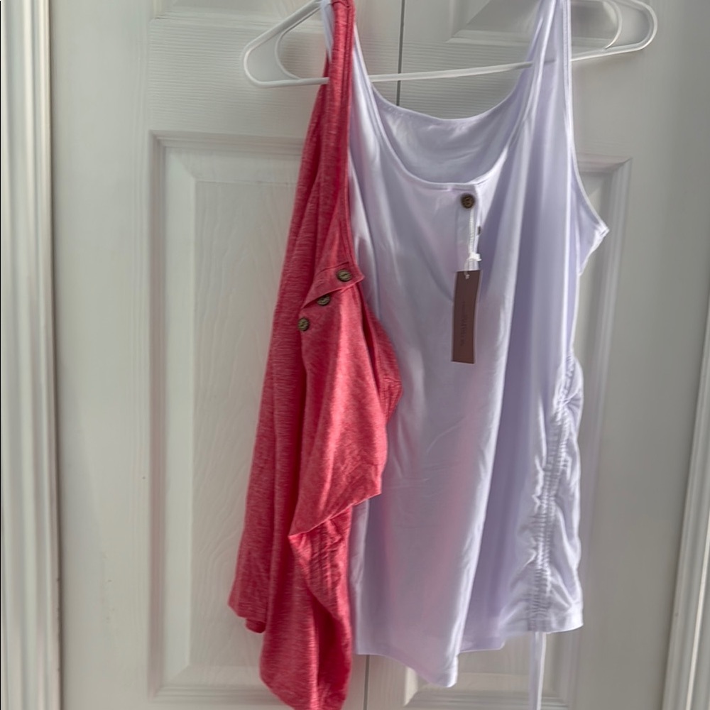 Women's Pink and White Tank Tops         Set of (2) Brand new with tags